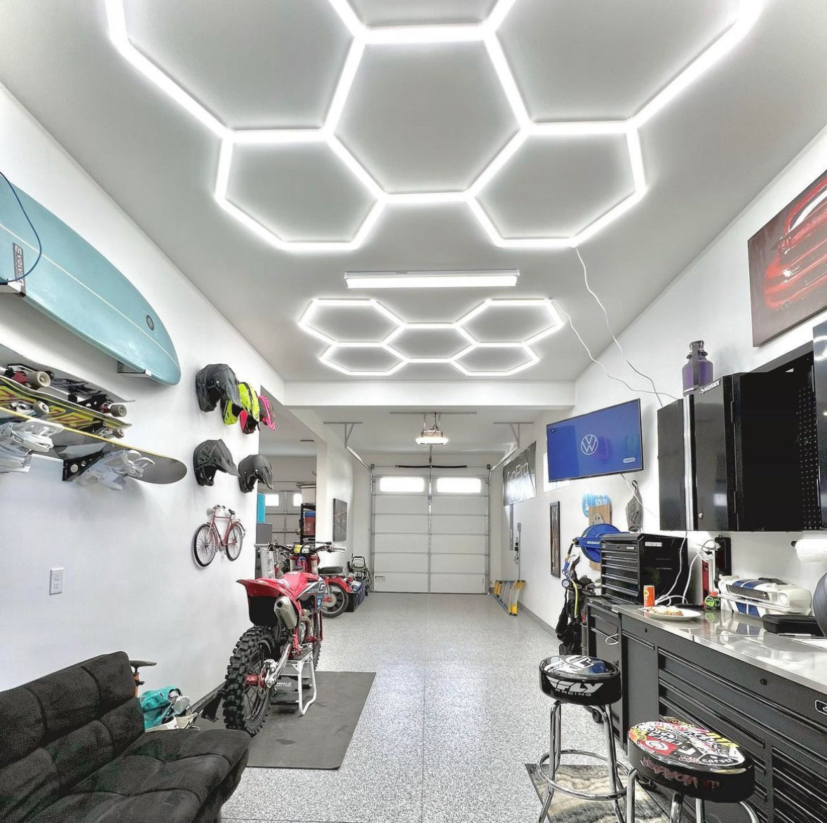 LED Hexagon Lights - LED Hexagon Garage Lights, 548W 65760 Lumen, Hexagon  Ceiling Lighting, Cool White Light 6500K, for Garage Gym Barber Shop